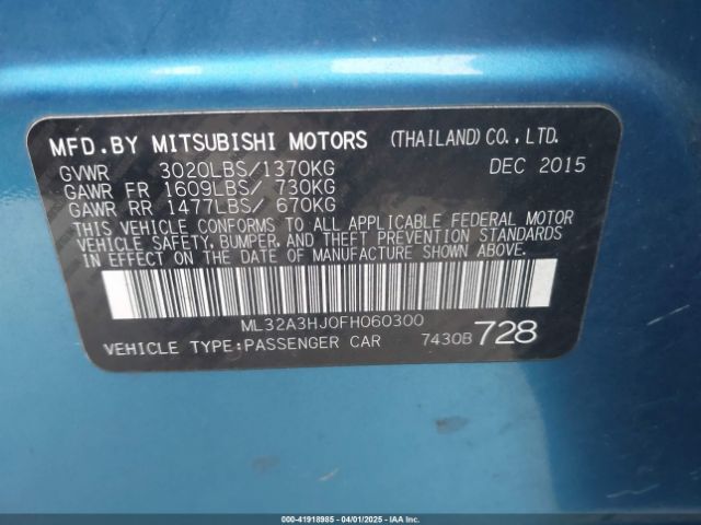 ML32A3HJ0FH060300 Mitsubishi MIRAGE DE