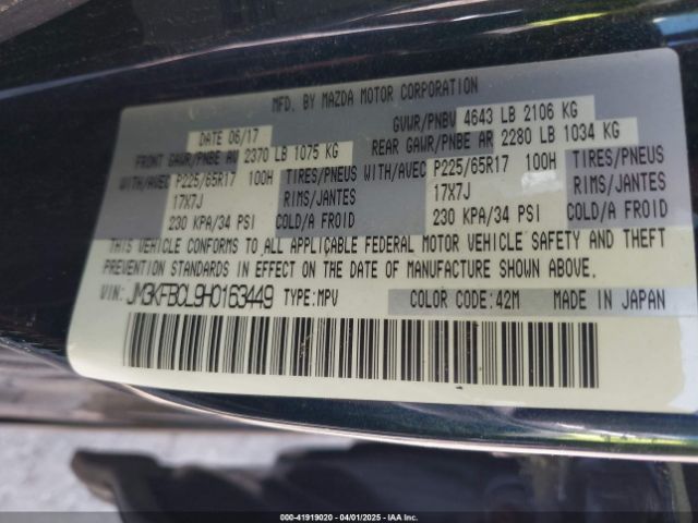 JM3KFBCL9H0163449 Mazda Cx-5 Touring