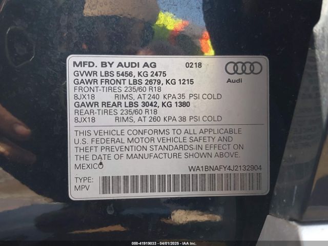 WA1BNAFY4J2132904 Audi Q5 2.0t Premium/2.0t Tech Premium