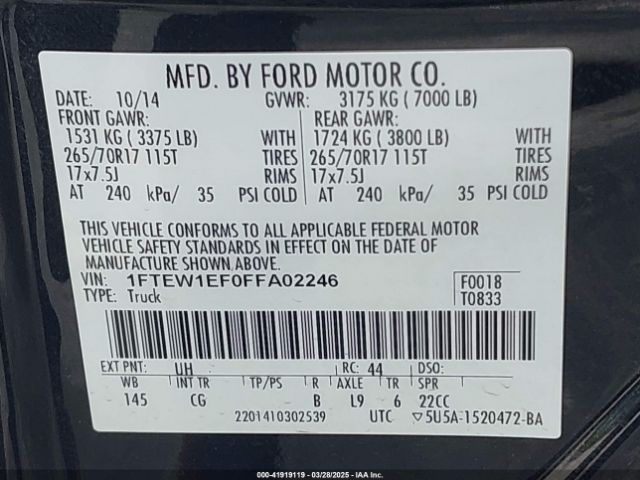 2015 FORD F-150 1FTEW1EF0FFA02246 Photo 8