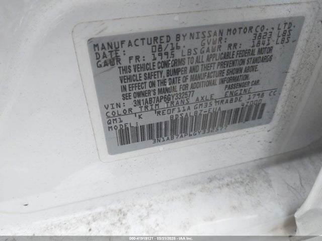 3N1AB7AP6GY332577 Nissan SENTRA S