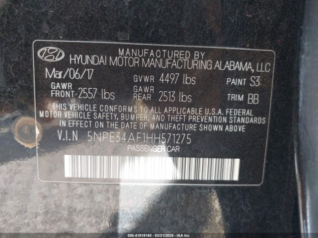 5NPE34AF1HH571275 Hyundai Sonata Limited