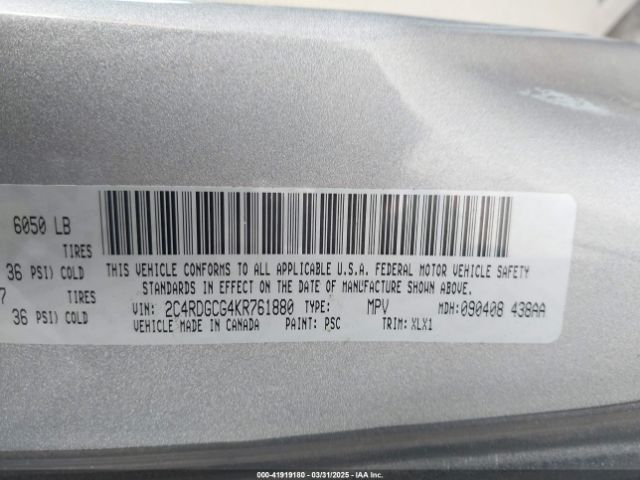 2C4RDGCG4KR761880 Dodge Grand Caravan Sxt
