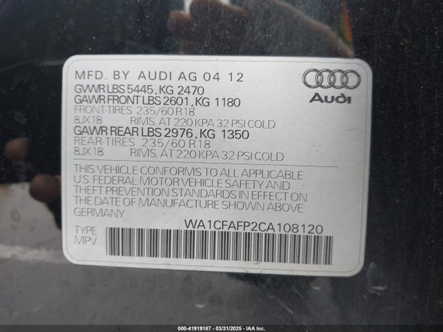 2012 AUDI Q5 WA1CFAFP2CA108120 Photo 8