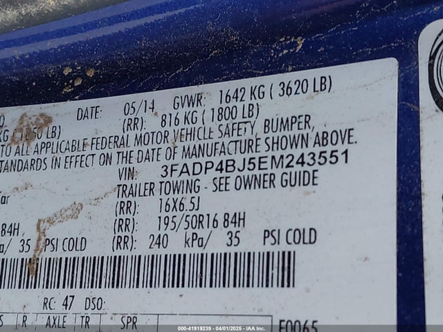 3FADP4BJ5EM243551 Ford FIESTA SE