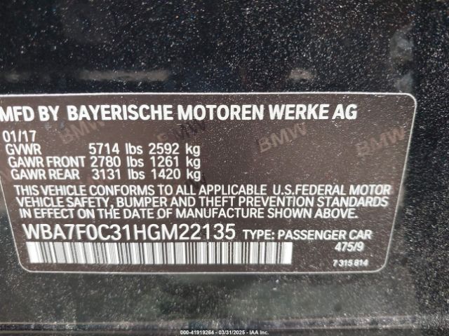 WBA7F0C31HGM22135 BMW 750i
