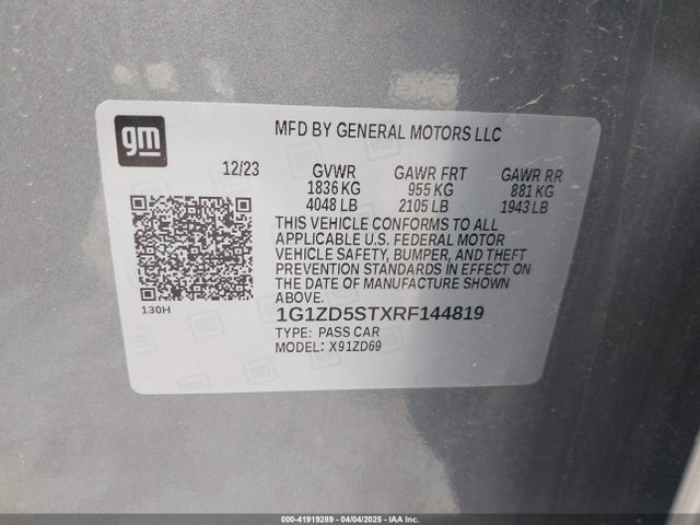 1G1ZD5STXRF144819 Chevrolet Malibu Fwd 1lt