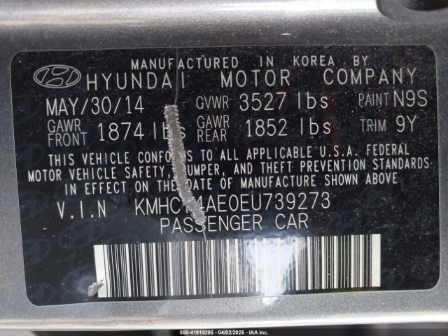 KMHCT4AE0EU739273 Hyundai ACCENT GLS