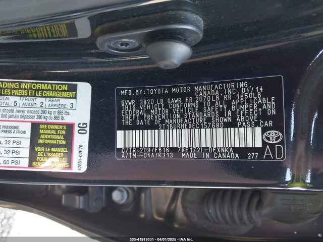Toyota Corolla Le Plus 2014 2T1BURHEXEC157680 Image 9