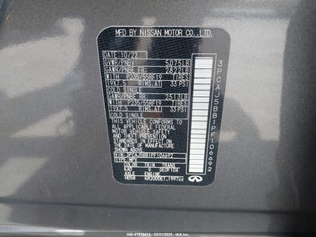 3PCAJ5BB1PF106692 Infiniti Qx50 Luxe Awd