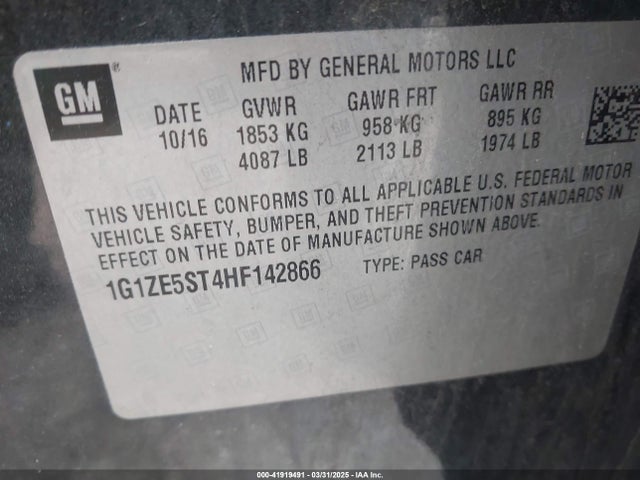 1G1ZE5ST4HF142866 Chevrolet MALIBU 1LT
