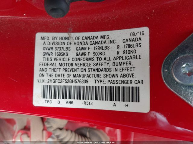 2HGFC2F52GH576339 Honda Civic Lx
