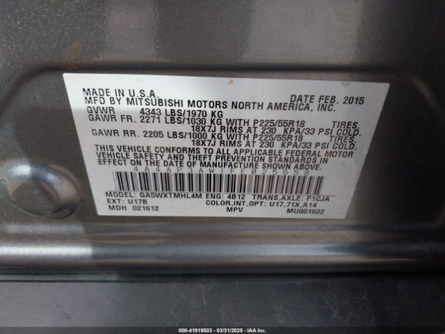 2015 MITSUBISHI OUTLANDER SPORT 4A4AP3AW1FE025658 Photo 8