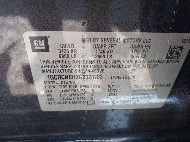 1GCRCNEH2GZ123783 Chevrolet Silverado 1500 Wt