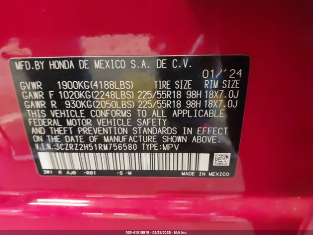 2024 HONDA HR-V 3CZRZ2H51RM756580 Photo 8