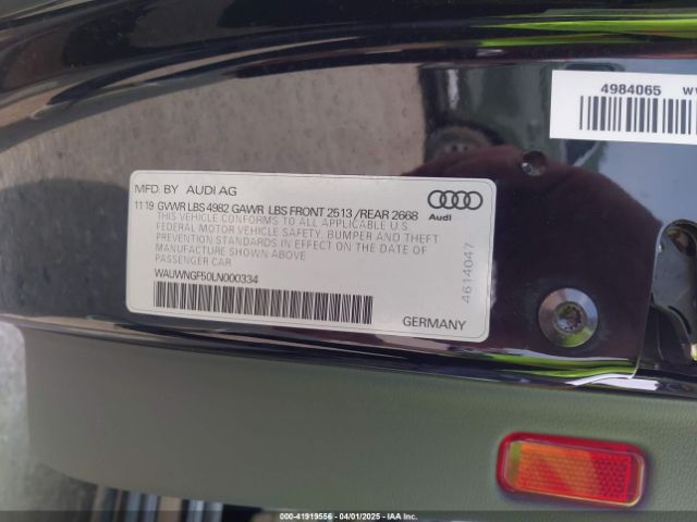 WAUWNGF50LN000334 Audi A5 Cabriolet Premium Plus 45 Tfsi Quattro S Tronic