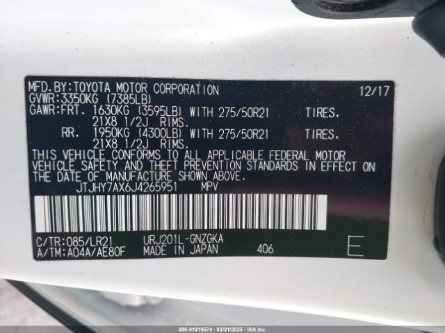 JTJHY7AX6J4265951 Lexus Lx 570 Three-row