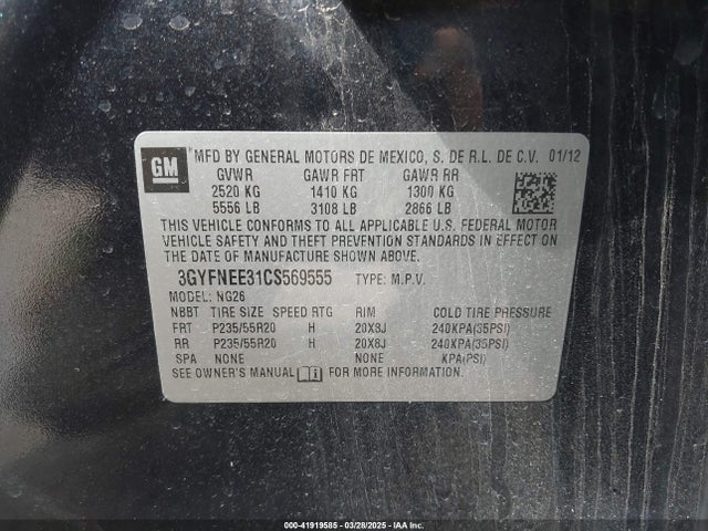 2012 CADILLAC SRX 3GYFNEE31CS569555 Photo 8