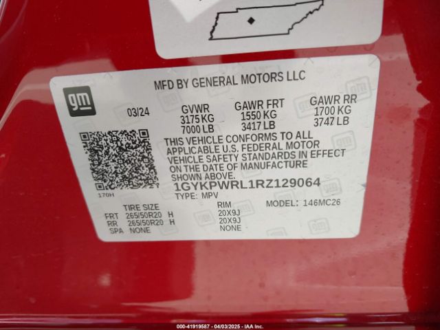 1GYKPWRL1RZ129064 Cadillac Lyriq Sport W/1sk