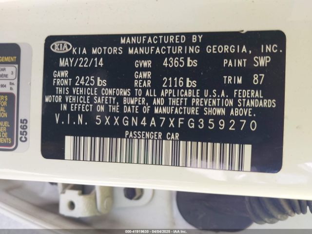 5XXGN4A7XFG359270 KIA OPTIMA EX