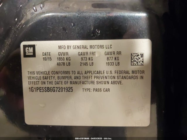 1G1PE5SB6G7201925 Chevrolet Cruze Limited 1lt Auto