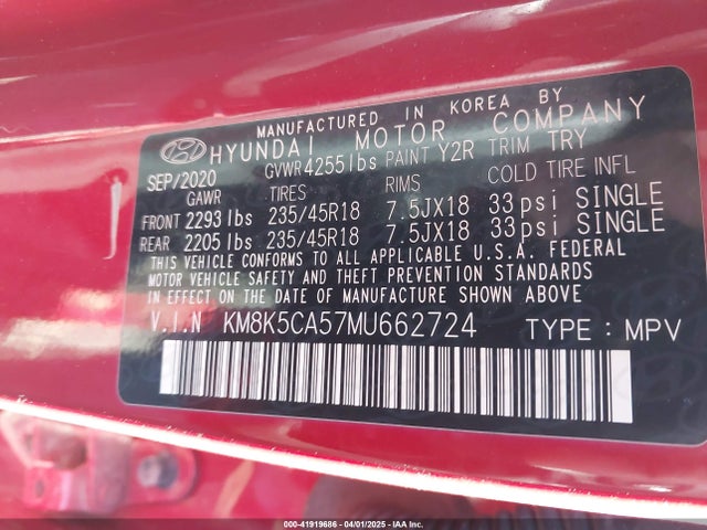 KM8K5CA57MU662724 Hyundai Kona Ultimate