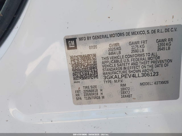 3GKALPEV4LL306123 GMC Terrain Fwd Slt