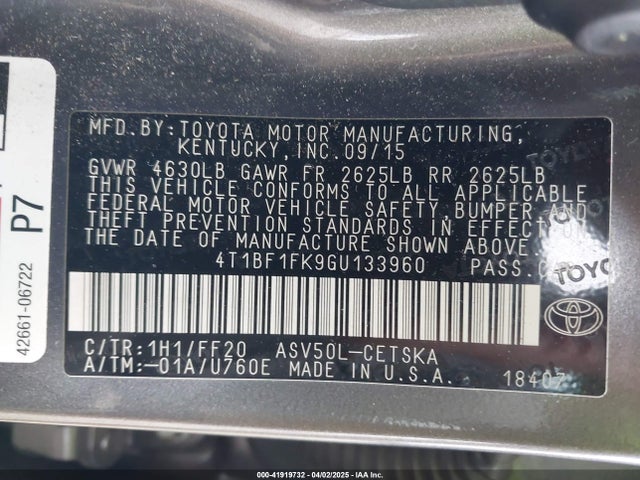 4T1BF1FK9GU133960 Toyota CAMRY SE