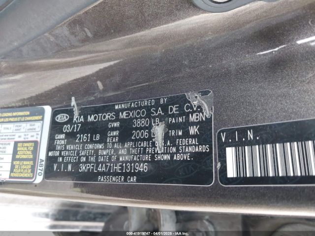 3KPFL4A71HE131946 KIA FORTE LX