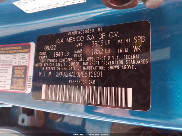 3KPA24AD3PE513901 KIA RIO S