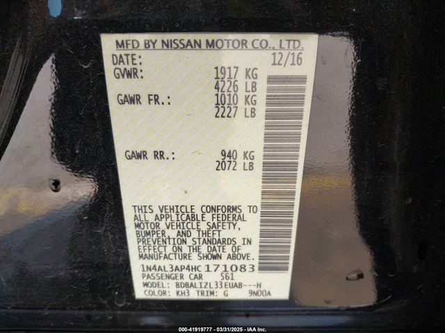 1N4AL3AP4HC171083 Nissan 2017