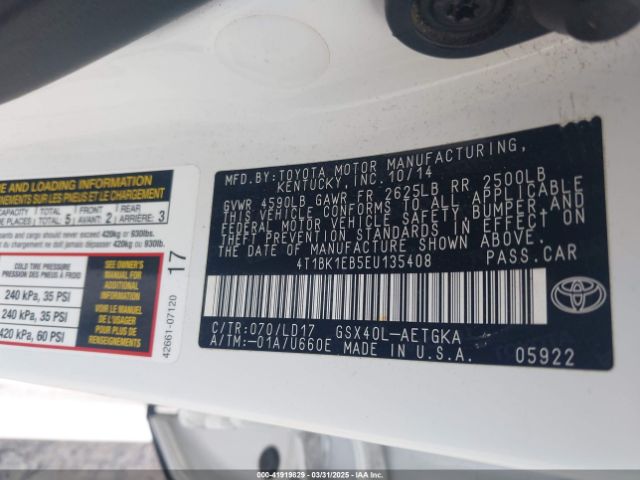 4T1BK1EB5EU135408 Toyota AVALON XLE