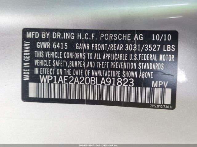 2011 PORSCHE CAYENNE HYBRID WP1AE2A20BLA91823 Photo 8