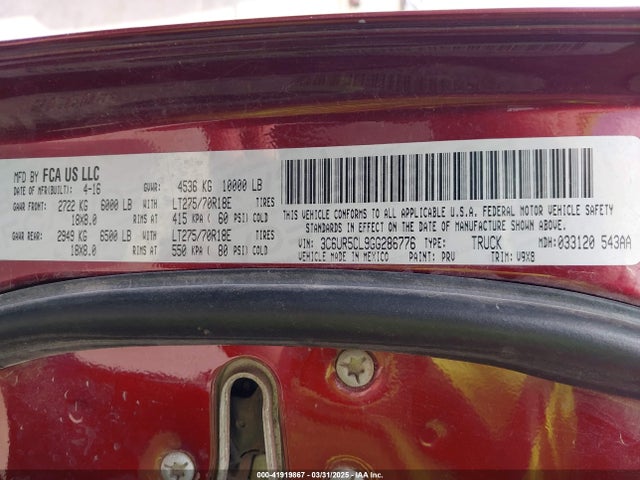 3C6UR5CL9GG286776 RAM 2016