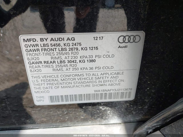 2018 AUDI Q5 WA1BNAFY3J2113678 Photo 8