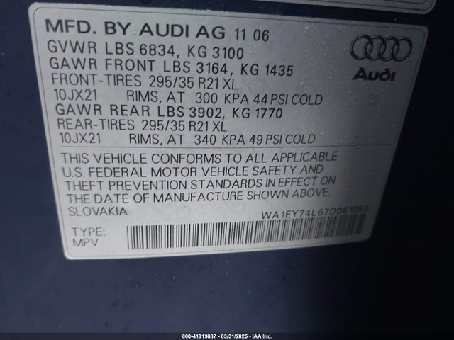 2007 AUDI Q7 WA1EY74L67D061054 Photo 8