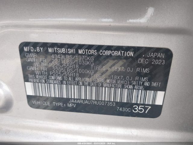 JA4ARUAU7RU007353 Mitsubishi Outlander Sport 2.0 Es Awc/2.0 Ralliart Awc/2.0 S Awc/es/le/ralliart/s/se/trail Edition