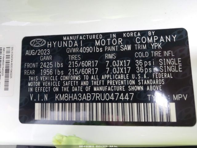 KM8HA3AB7RU047447 Hyundai Kona Se