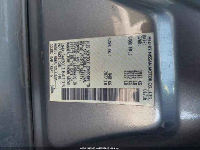 1N4AL3AP2GC164115 Nissan Altima 2.5 Sl