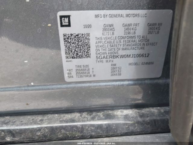 5GAERBKW0MJ100612 Buick Enclave Fwd Essence