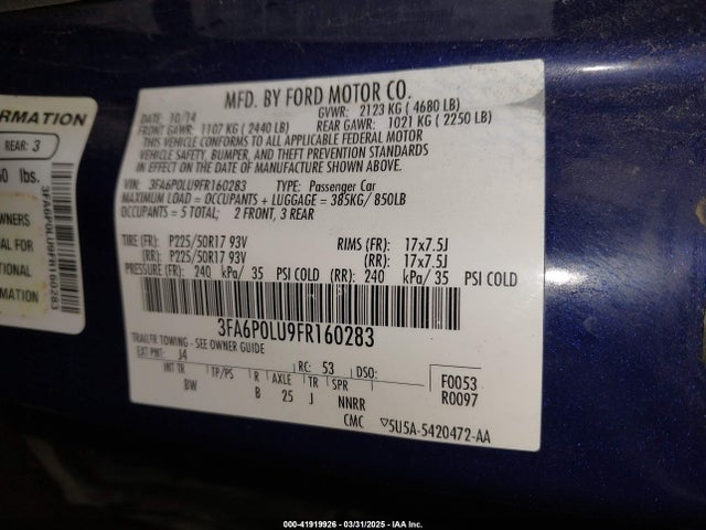Ford 2015 2015 3FA6P0LU9FR160283 Image 9