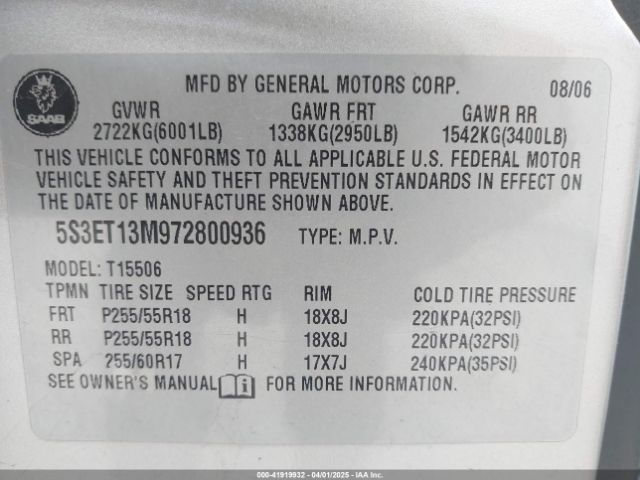 2007 SAAB 9-7X 5S3ET13M972800936 Photo 8