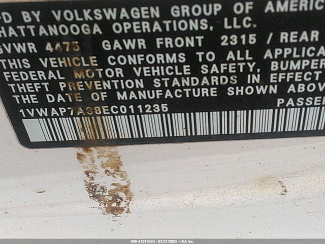 1VWAP7A38EC011235 Volkswagen Passat 2.5l S