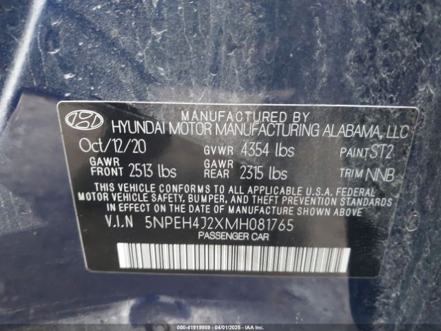2021 HYUNDAI SONATA 5NPEH4J2XMH081765 Photo 8