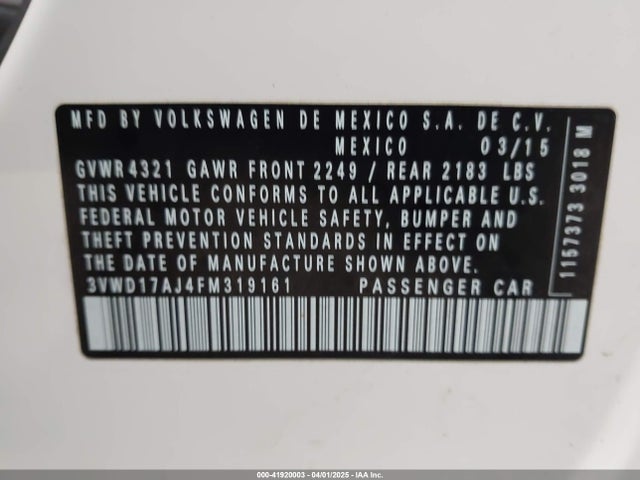 3VWD17AJ4FM319161 Volkswagen Jetta