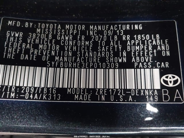 Toyota Corolla Le Plus 2014 5YFBURHE3EP010309 Image 9