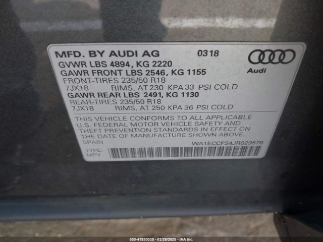 2018 AUDI Q3 WA1ECCFS4JR029578 Photo 8