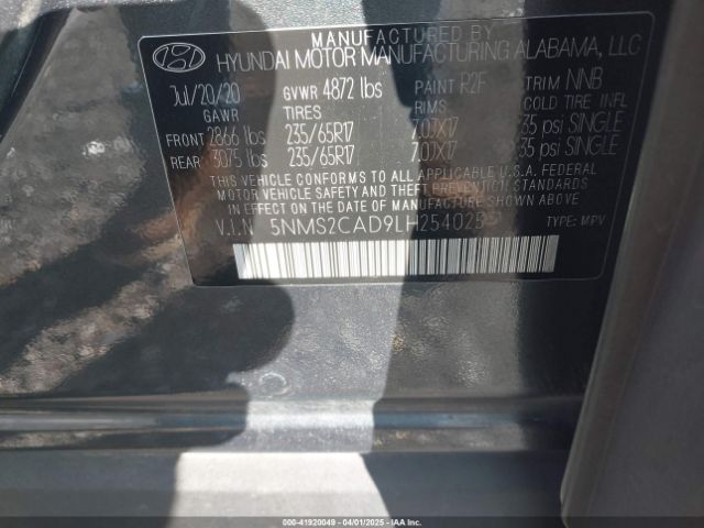 5NMS2CAD9LH254025 Hyundai Santa Fe Se