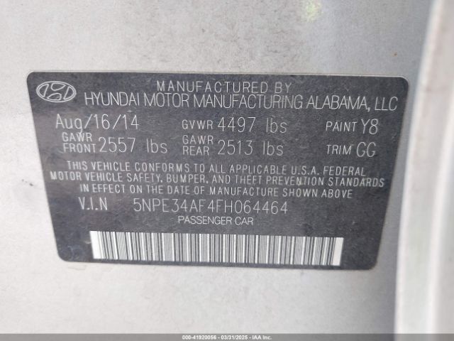 5NPE34AF4FH064464 Hyundai Sonata Sport