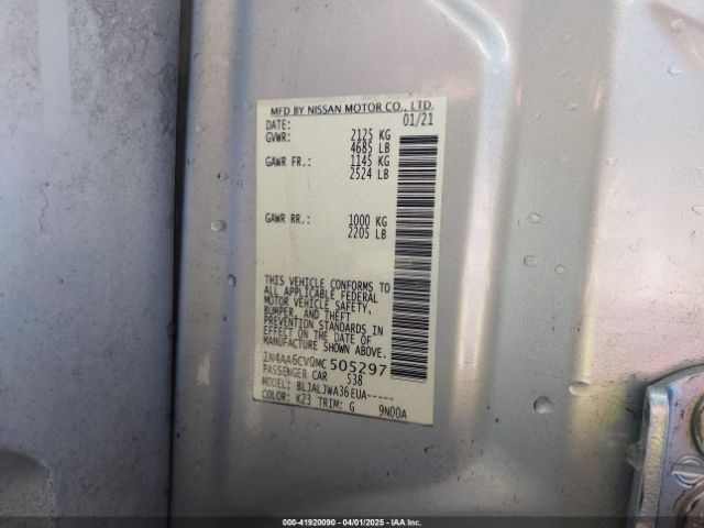 1N4AA6CV0MC505297 Nissan Maxima Sv Xtronic Cvt